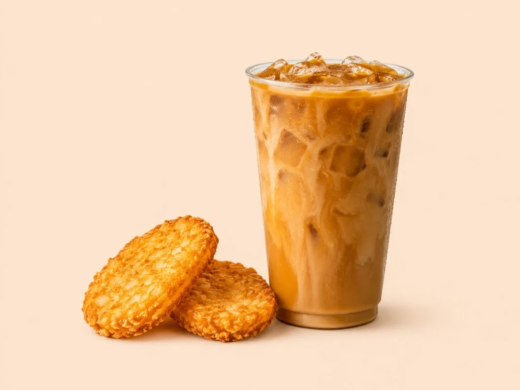 McCafe Menu Canada With Prices, Calories & Best Drinks 2026 45 Caramel Iced Coffee + hash browns
