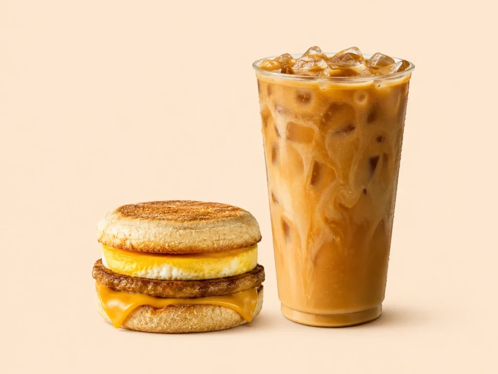 McCafe Menu Canada With Prices, Calories & Best Drinks 2026 44 Caramel Iced Coffee + McMuffin